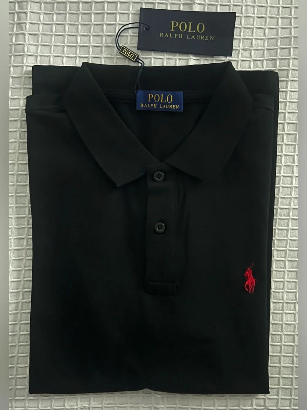 Polo by Ralph Lauren Black Short-Sleeve Polo Shirt with Red Pony Size L